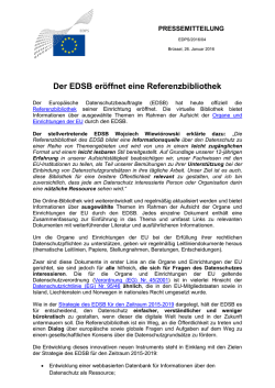 Der EDSB eröffnet eine Referenzbibliothek