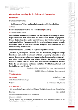 Liturgievorschlag für den 1. September Wien
