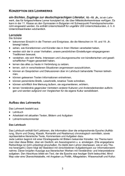 ein-Sichten, Zug&auml;nge zur deutschsprachigen Literatur Lernziele
