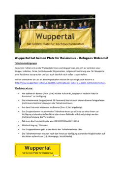 Wuppertal hat keinen Platz für Rassismus – Refugees Welcome!