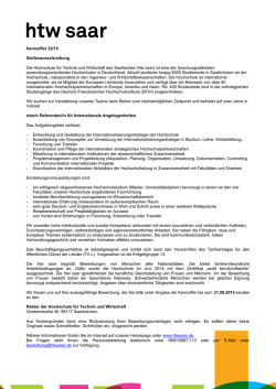 Kennziffer 32/15 Stellenausschreibung Die Hochschule