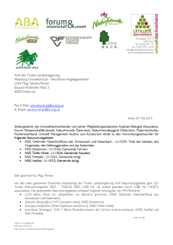 Stellungnahme zu den Verordnungsentwürfen für einzelne Tiroler