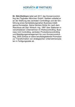 Dr. Dirk Eichhorn leitet seit 2011 das Konzerncontrol