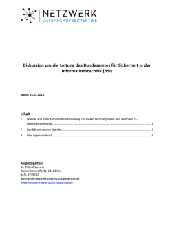 Diskussion um die Leitung des Bundesamtes f&uuml;r Sicherheit in der