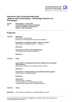 Diskussion &uuml;ber Fl&uuml;chtlingsunterk&uuml;nfte &bdquo;Wohnen statt Unterbringung