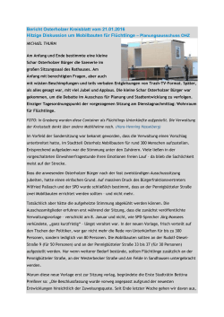 Bericht Osterholzer Kreisblatt vom 21.01.2016 Hitzige Diskussion