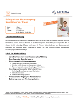 Erfolgreiches Housekeeping: Qualität auf der Etage