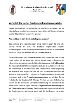 Merkblatt für Norfer Bruderschaftsprinze[...]
