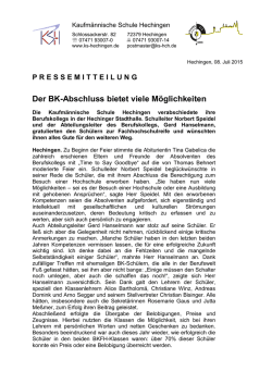 BK-Verabschiedung 2015 - kaufm&auml;nnische Schule Hechingen