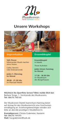 Unsere Workshops - Musikverein Marktl-Stammham