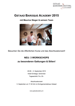 GSTAAD BAROQUE ACADEMY 2015