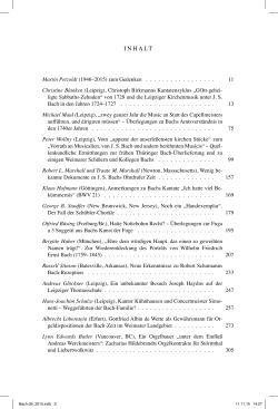 Bach-Jahrbuch 2015 Inhaltsverzeichnis