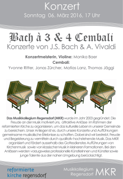 Bach à 3 & 4 Cembali - beim Musikkollegium Regensdorf