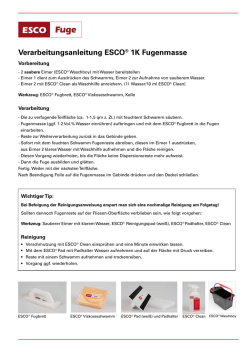 Verarbeitungsanleitung ESCO&reg; 1K Fugenmasse - esco