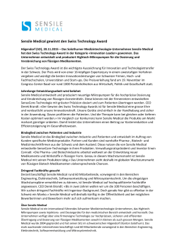 Sensile Medical gewinnt den Swiss Technology Award