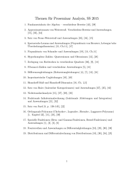 Themen für Proseminar Analysis, SS 2015