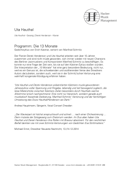 Uta Hauthal Programm: Die 13 Monate