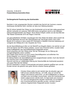 Chemnitz, 10.06.2015 Pressemitteilung Automobile
