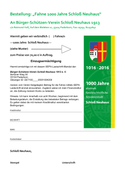 Bestellung: „Fahne 1000 Jahre Schloß Neuhaus“ An Bürger