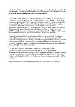 Information im Zusammenhang mit Tagesordnungspunkt 5