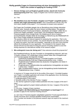 H&auml;ufig gestellte Fragen im Zusammenhang mit einer Antragstellung