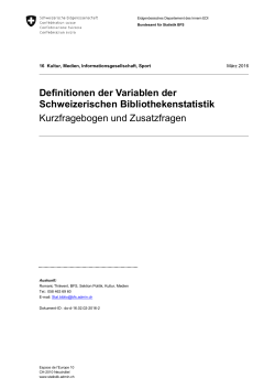Definitionen der Variablen der Schweizerischen Bibliothekenstatistik