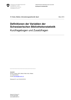 Definitionen der Variablen der Schweizerischen Bibliothekenstatistik