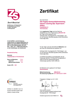 Zertifikat - Coaching Karlsruhe Ulla Vogeley