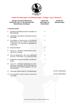 Anzahl der Kehrungen und Überprüfungen — Anlage 1 (zu 5 1