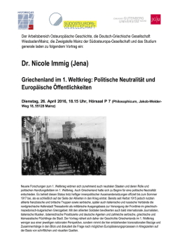 Dr. Nicole Immig (Jena) - S&uuml;dosteuropa