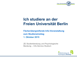 Ich möchte an der Freien Universität Berlin studieren! Informationen