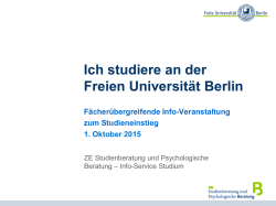 Ich m&ouml;chte an der Freien Universit&auml;t Berlin studieren! Informationen