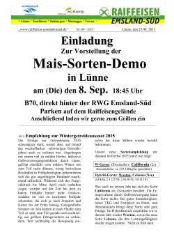 Mais-Sorten-Demo - Raiffeisen Emsland-Süd