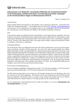 Informationen zum Modul M1 &bdquo;Quantitative Methoden der