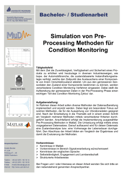 Simulation von Pre- Processing Methoden für Condition Monitoring
