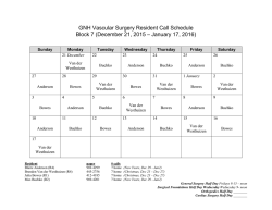 GNH Vascular Surgery Resident Call Schedule Block 7 (December