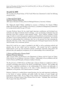 Awards for 2015 - Royal Society of NSW