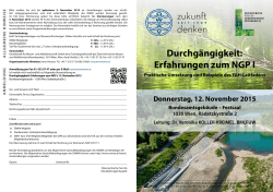 Durchg&auml;ngigkeit: Erfahrungen zum NGP I