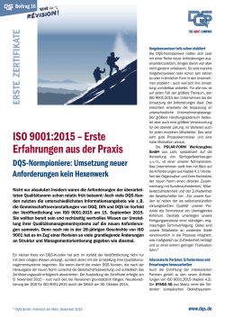 ISO 9001:2015 &ndash; Erste Erfahrungen aus der Praxis