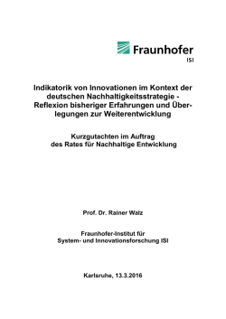 Indikatorik von Innovationen im Kontext der deutschen