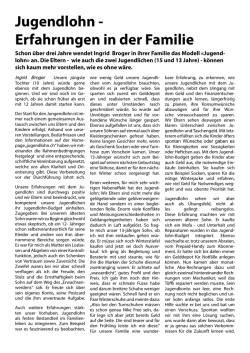 Jugendlohn - Erfahrungen in der Familie