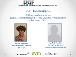 Verleihung des Forschungspreises der DGF zu 3-MCPD