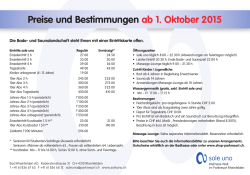 Preise und Bestimmungen ab 1. Oktober 2015