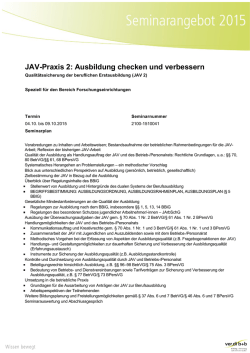 JAV-Praxis 2: Ausbildung checken und verbessern