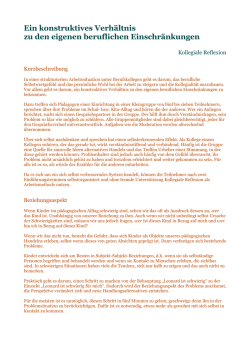 Ein konstruktives Verh&auml;ltnis zu den eigenen
