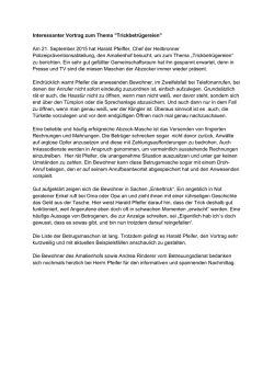 Interessanter Vortrag zum Thema "Trickbetr&uuml;gereien" Am 21