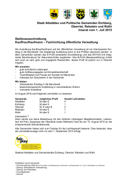 Stadt Altstätten u Stellenausschreibung Kauffrau/Kaufmann