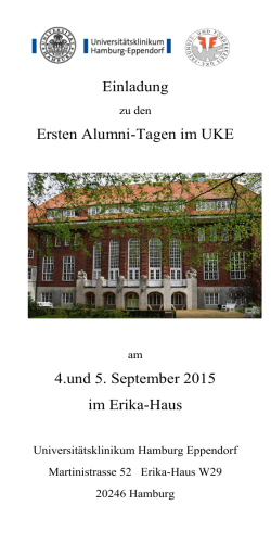 Einladung Ersten Alumni-Tagen im UKE 4.und 5. September 2015
