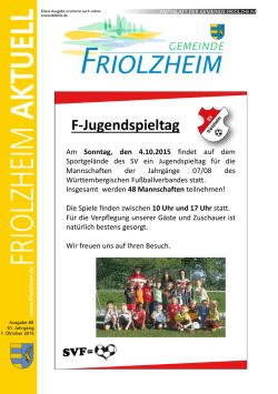 Das Mitteilungsblatt der Gemeinde Friolzheim Ausgabe 40/15