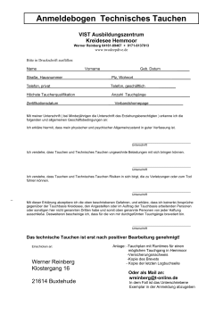 Anmeldebogen Technisches Tauchen / Trimix
